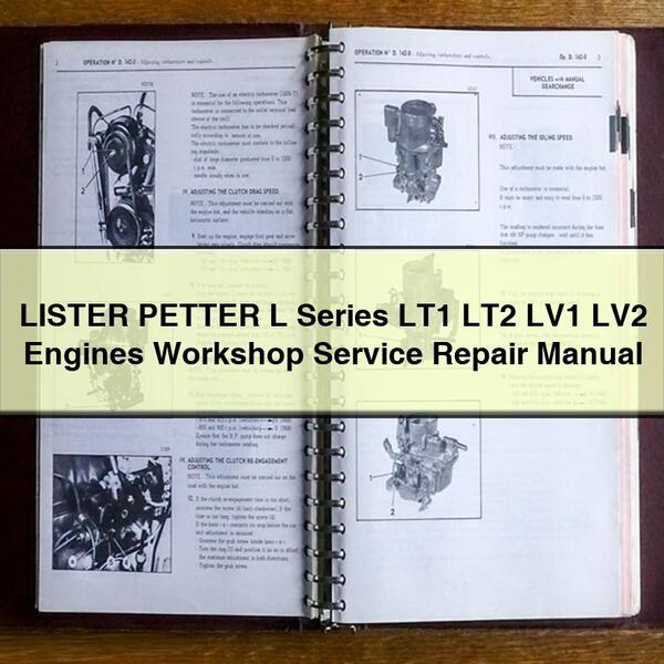 LISTER PETTER L Series LT1 LT2 LV1 LV2 Engines Workshop Service Repair Manual