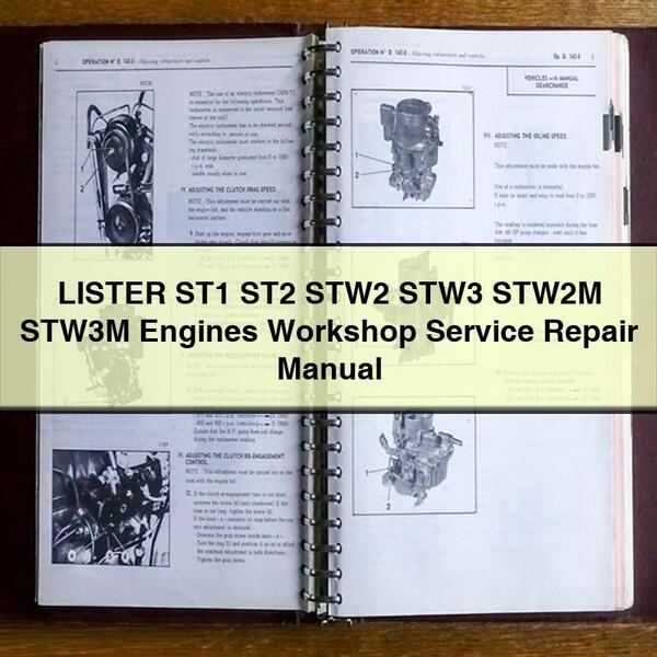 LISTER ST1 ST2 STW2 STW3 STW2M STW3M Engines Workshop Service Repair Manual