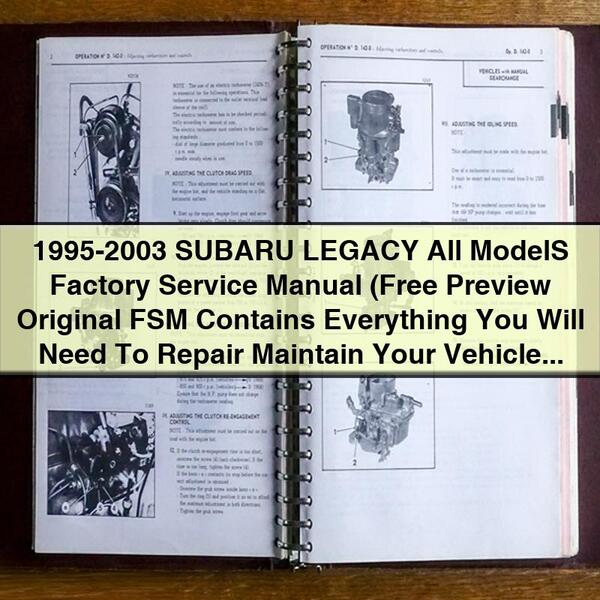 1995-2003 SUBARU LEGACY All ModelS Factory Service Manual (Free Preview Original FSM ) PDF Download
