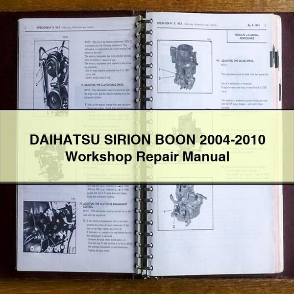 DAIHATSU SIRION BOON 2004-2010 Workshop Repair Manual PDF Download