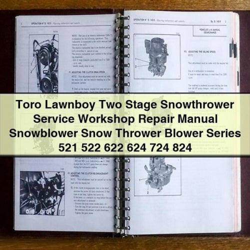 Toro Lawnboy Zweistufige Schneefräse Service-Werkstatt-Reparaturhandbuch Schneefräse Schneefräse Gebläse Serie 521 522 622 624 724 824 PDF Download