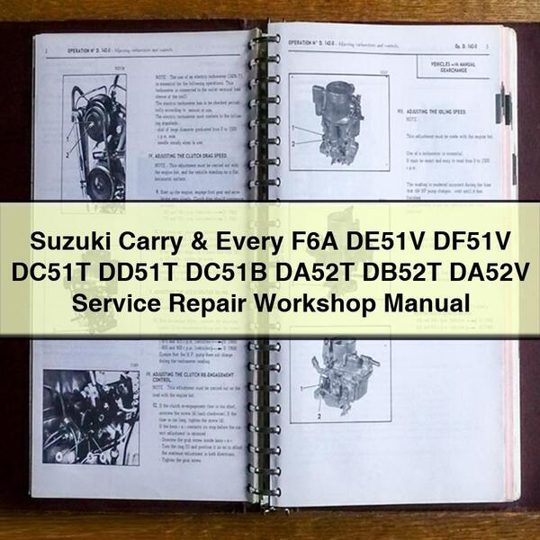 Suzuki Carry & Every F6A DE51V DF51V DC51T DD51T DC51B DA52T DB52T DA52V Service Repair Workshop Manual