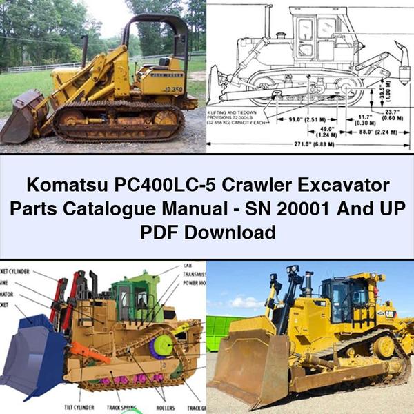 Komatsu PC400LC-5 Crawler Excavator Parts Catalogue Manual-SN 20001 And UP