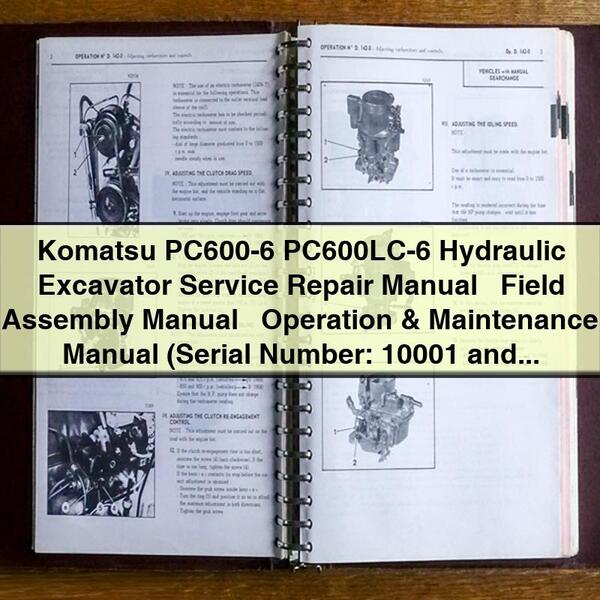 Komatsu PC600-6 PC600LC-6 Hydraulic Excavator Service Repair Manual + Field Assembly Manual + Operation & Maintenance Manual (Serial Number: 10001 and up)