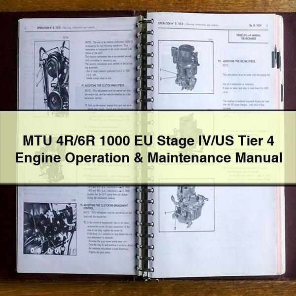 MTU 4R/6R 1000 EU Stage IV/US Tier 4 Engine Operation & Maintenance Manual