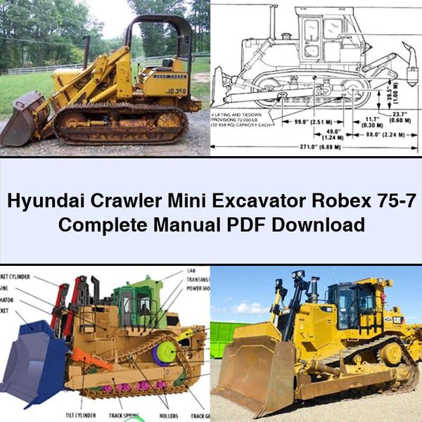 Hyundai Crawler Mini Excavator Robex 75-7 Complete Manual