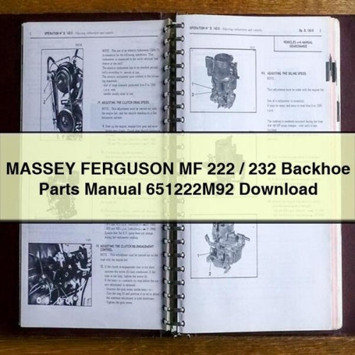 MASSEY FERGUSON MF 222/232 Baggerlader-Ersatzteilhandbuch 651222M92