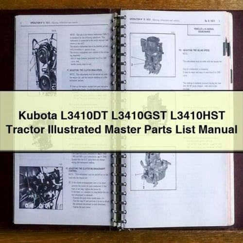 Kubota L3410DT L3410GST L3410HST Traktor Illustrated Master Parts List Manual PDF-Download