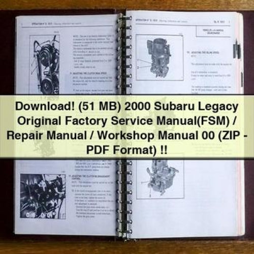 (51 MB) 2000 Subaru Legacy Original Factory Service Manual(FSM) / Repair Manual / Workshop Manual 00 (ZIP - Format)