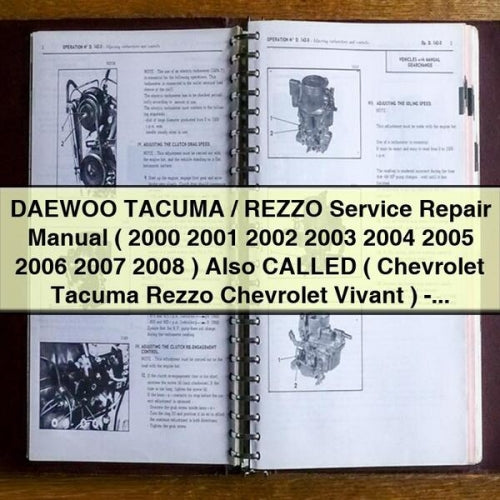 Manual de reparación de servicio DAEWOO TACUMA / REZZO ( 2000 2001 2002 2003 2004 2005 2006 2007 2008 ) También LLAMADO ( Chevrolet Tacuma Rezzo Chevrolet Vivant ) - Descargar PDF