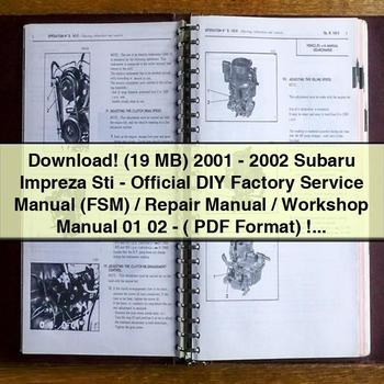 (19 MB) 2001-2002 Subaru Impreza Sti-Official DIY Factory Service Manual (FSM)/Repair Manual/Workshop Manual 01 02-( Format)