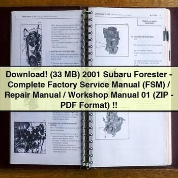 (33 MB) 2001 Subaru Forester-Complete Factory Service Manual (FSM)/Repair Manual/Workshop Manual 01 (ZIP-PDF Format)