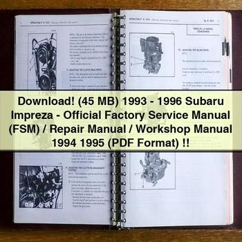 (45 MB) 1993-1996 Subaru Impreza-Official Factory Service Manual (FSM)/Repair Manual/Workshop Manual 1994 1995 ( Format)