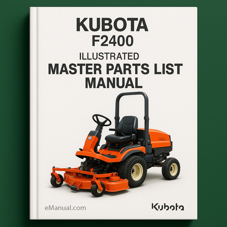 Kubota F2400 Illustrated Master Parts List Manual