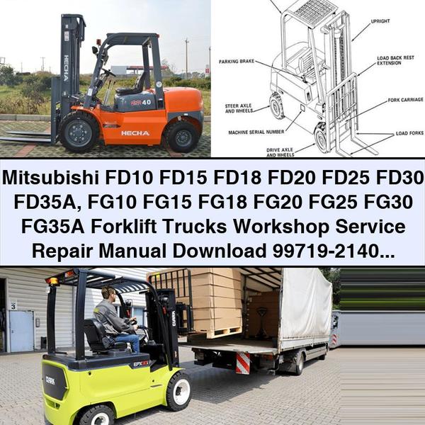 Mitsubishi FD10 FD15 FD18 FD20 FD25 FD30 FD35A FG10 FG15 FG18 FG20 FG25 FG30 FG35A Forklift Trucks Workshop Service Repair Manual  99719-21400