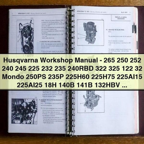 Husqvarna Workshop Manual - 265 250 252 240 245 225 232 235 240RBD 322 325 122 32 Mondo 250PS 235P 225H60 225H75 225AI15 225AI25 18H 140B 141B 132HBV 225BV 225HBV Download PDF