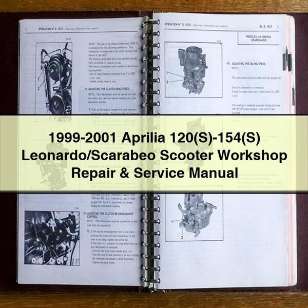 1999-2001 Aprilia 120(S)-154(S) Leonardo/Scarabeo Scooter Workshop Repair & Service Manual PDF Download