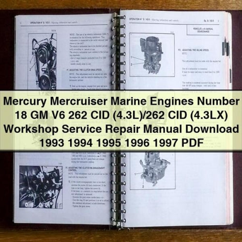 Mercury Mercruiser Schiffsmotoren Nummer 18 GM V6 262 CID (4,3 l)/262 CID (4,3 LX) Werkstatt-Service-Reparaturhandbuch 1993 1994 1995 1996 1997