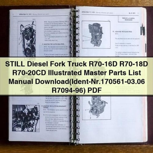 STILL DIESEL FORK Truck R70-16D R70-18D R70-20CD Illustrated Master Parts List Manual Download(Ident-Nr.170561-03.06 R7094-96) PDF