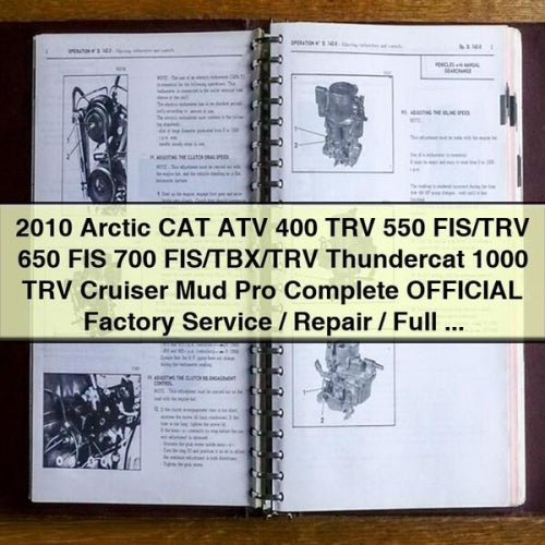 2010 Arctic CAT ATV 400 TRV 550 FIS/TRV 650 FIS 700 FIS/TBX/TRV Thundercat 1000 TRV Cruiser Mud Pro Complete OFFICIAL Factory Service / Repair / Full Workshop Manual
