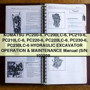 Komatsu PC200-6 PC200LC-6 PC210-6 PC210LC-6 PC220-6 PC220LC-6 PC230-6 PC230LC-6 HYDRAULIC Excavator Operation & Maintenance Manual (S/N: 102209 31425 53526 10247 and up)