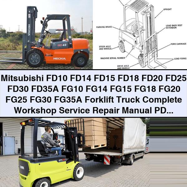 Mitsubishi FD10 FD14 FD15 FD18 FD20 FD25 FD30 FD35A FG10 FG14 FG15 FG18 FG20 FG25 FG30 FG35A Forklift Truck Complete Workshop Service Repair Manual