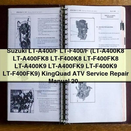 Suzuki LT-A400/F LT-F400/F (LT-A400K8 LT-A400FK8 LT-F400K8 LT-F400FK8 LT-A400K9 LT-A400FK9 LT-F400K9 LT-F400FK9) KingQuad ATV Service Repair Manual 2008-2009 (Searchable Printable Bookm PDF Download