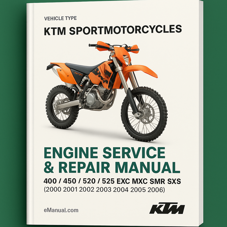 KTM SPORTMOTORCYCLES 400 / 450 / 520 / 525 EXC MXC SMR SX SXS Engine Service Repair Manual (2000 2001 2002 2003 2004 2005 2006) - Download PDF
