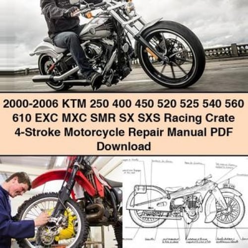 2000-2006 KTM 250 400 450 520 525 540 560 610 EXC MXC SMR SX SXS Racing Crate 4-Stroke Motorcycle Repair Manual PDF Download