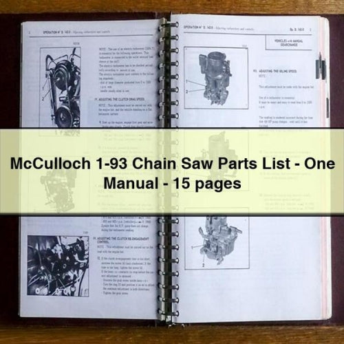 McCulloch 1-93 Chain Saw Parts List-One Manual-15 pages PDF Download