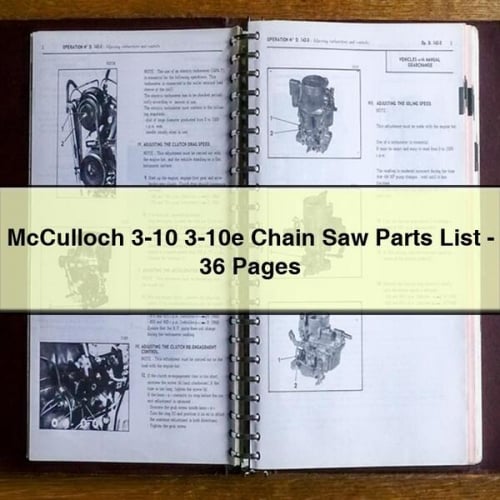 McCulloch 3-10 3-10e Chain Saw Parts List-36 Pages