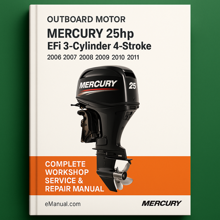 Mercury 25hp EFi 3-Cylinder 4-Stroke Outboard Motor Complete Workshop Service Repair Manual 2006 2007 2008 2009 2010 2011