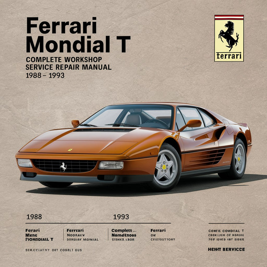 Ferrari Mondial T Komplettes Werkstatthandbuch 1988 1989 1990 1991 1992 1993