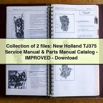 Collection of 2 files New Holland TJ375 Service Repair Manual Parts Manual Catalog-Improved-PDF