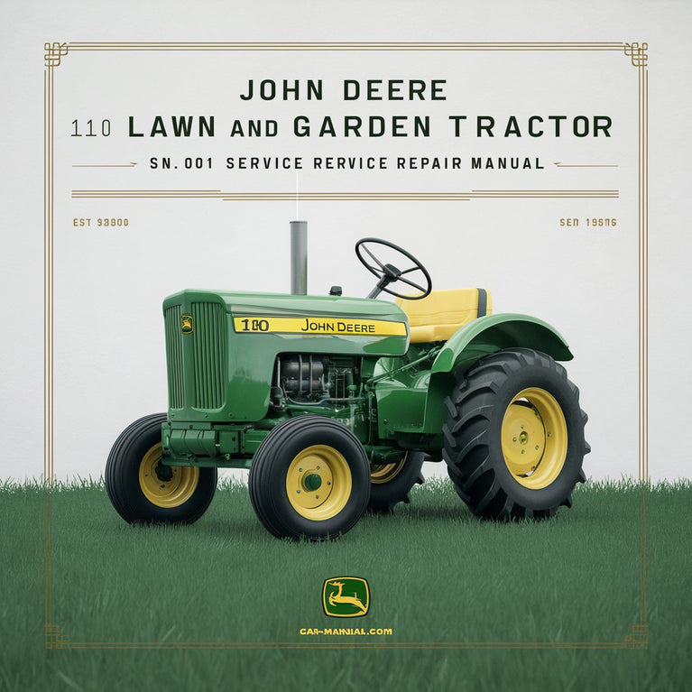 JOHN DEERE 110 LAWN And GARDEN Tractor SN 250 001 & UP Service Repair Manual