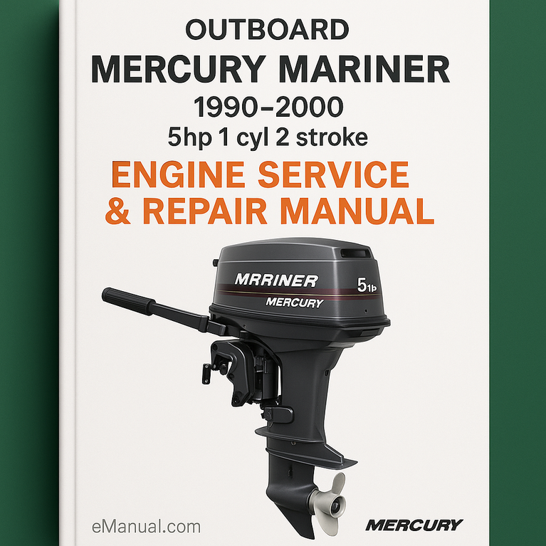 1990-2000 Mercury Mariner Outboard 5hp 1 cyl 2 stroke Engine Service Repair Manual (Original Fsm perfect For Diy)
