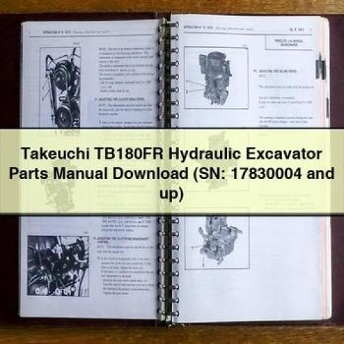 Takeuchi TB180FR Hydraulic Excavator Parts Manual Download (SN: 17830004 and up) PDF