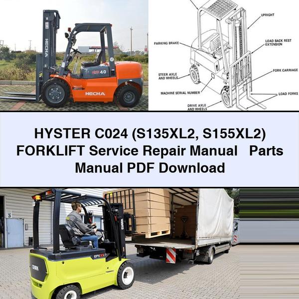 HYSTER C024 (S135XL2 S155XL2) Manual de reparación de servicio de montacargas + Manual de piezas Descargar PDF