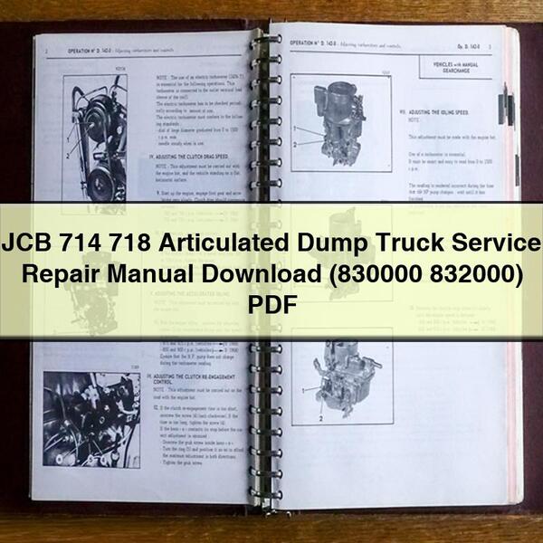 Descarga del manual de reparación del servicio del camión volquete articulado JCB 714 718 (830000 832000) PDF