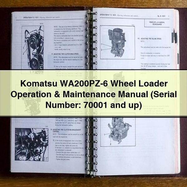 Manual de operación y mantenimiento del cargador de ruedas Komatsu WA200PZ-6 (Número de serie: 70001 y superior) Descargar PDF