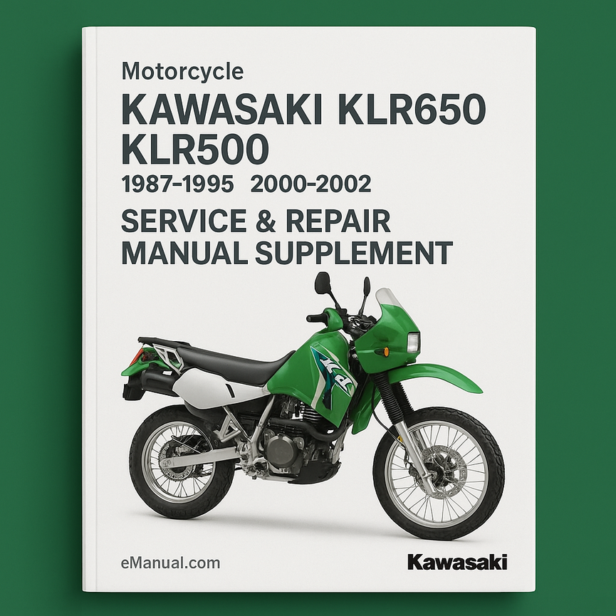 Kawasaki KLR650 KLR500 Motorcycle Service Repair Manual Supplement 1987-1995 2000-2002