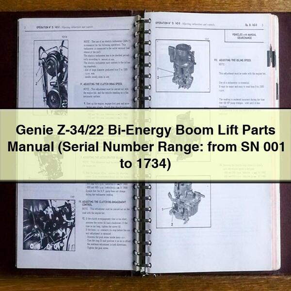 Genie Z-34/22 Bi-Energy Boom Lift Parts Manual (Serial Number Range: from SN 001 to 1734)