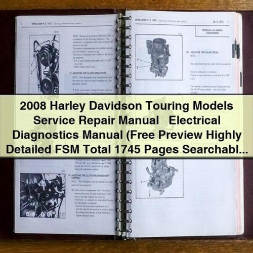 2008 Harley Davidson Touring Models Service Repair Manual + Electrical Diagnostics Manual (Free Preview Highly Detailed FSM Total 1745 Pages Searchable Indexed PDF) Download