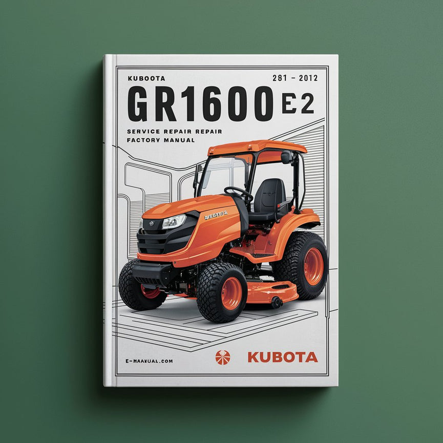 KUBOTA GR1600EC2 Ride On Mower Service Repair Factory Manual PDF Download