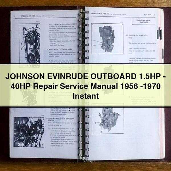 JOHNSON EVINRUDE OUTBOARD 1.5HP-40HP Repair Service Manual 1956 -1970