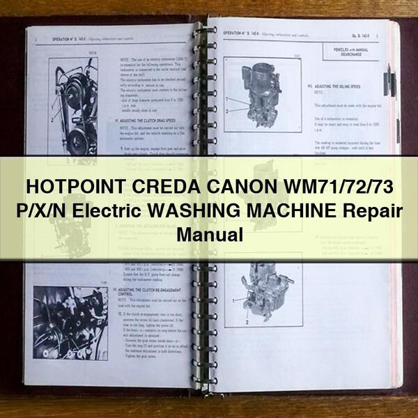 HOTPOINT CREDA CANON WM71/72/73 P/X/N Electric WASHING MACHINE Repair Manual