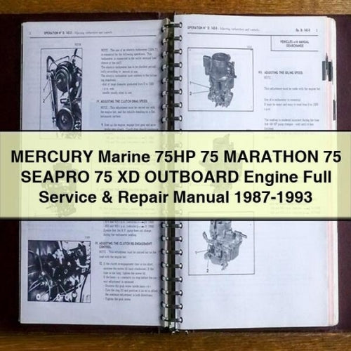 MERCURY Marine 75HP 75 MARATHON 75 SEAPRO 75 XD OUTBOARD Engine Full Service & Repair Manual 1987-1993