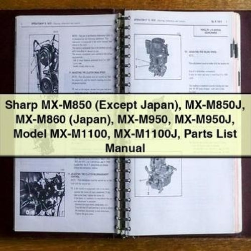 Sharp MX-M850 (except Japan) MX-M850J MX-M860 (JAPAN) MX-M950 MX-M950J Model MX-M1100 Mx-m1100j Parts Catalog PDF