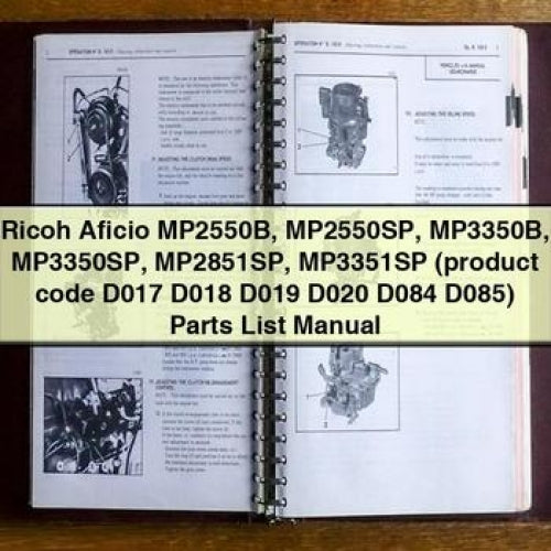 Ricoh Aficio Mp2550b, Mp2550sp, Mp3350b, Mp3350sp, Mp2851sp, MP3351SP Parts Catalog PDF