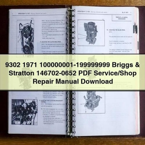 9302 1971 100000001-199999999 Briggs & Stratton 146702-0652 Service/Shop Repair Manual